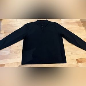 Lightweight knit long-sleeve polo shirt